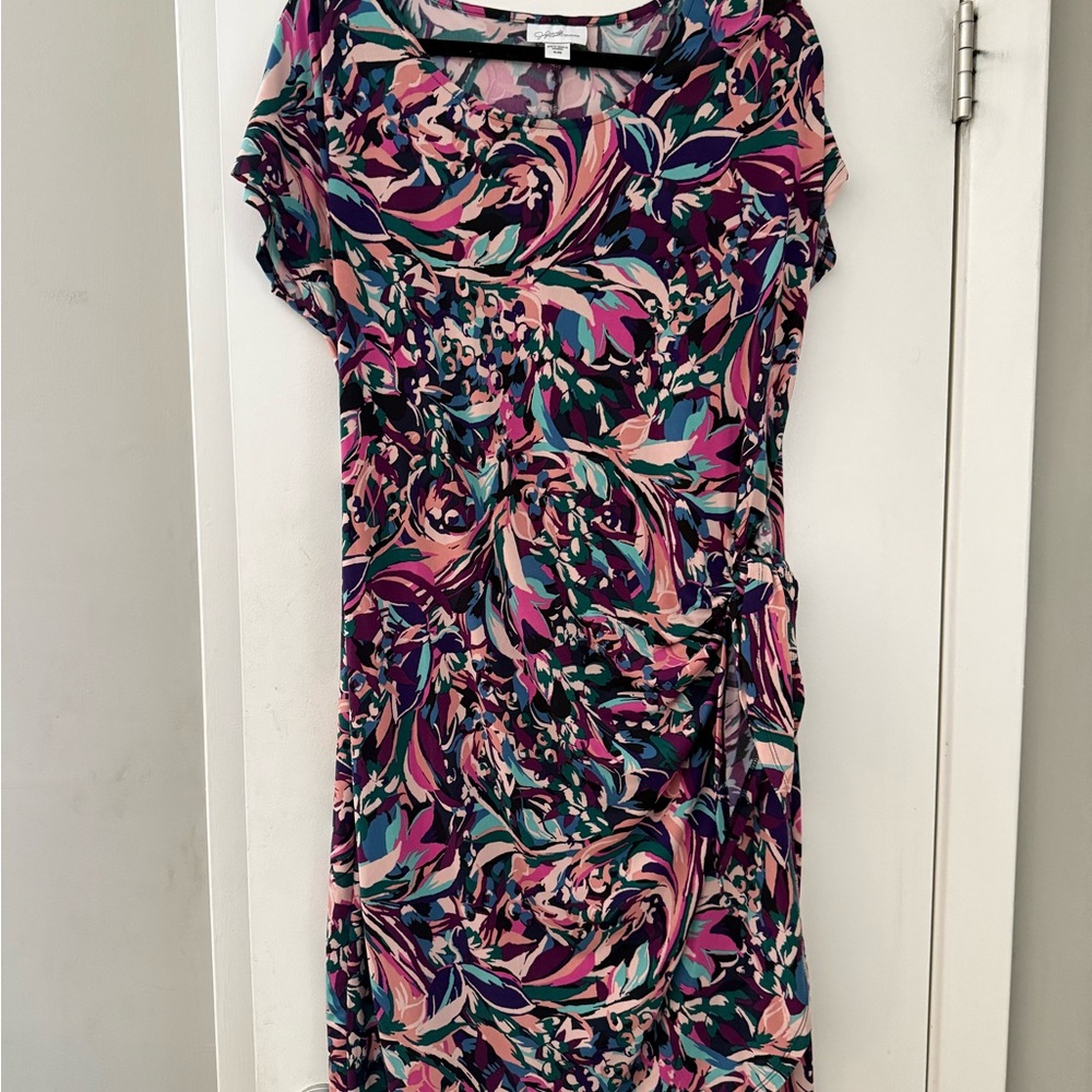 Jaclyn Smith Purple and Pink Swirl Midi Dress